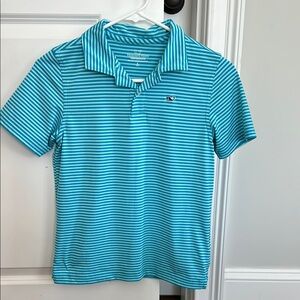 Vineyard Vines Kids Blue Striped Performance Polo Shirt Size S 8/10